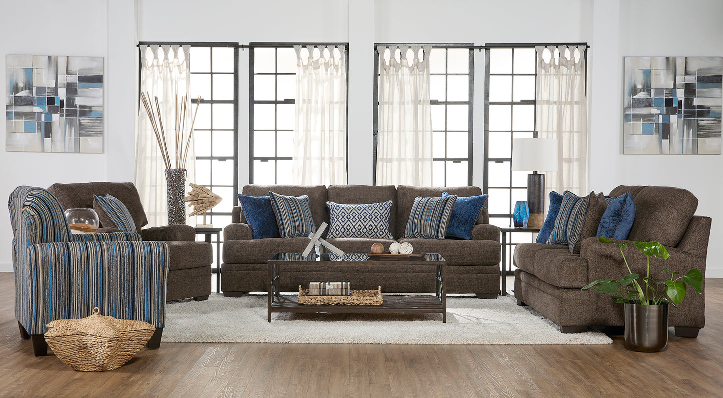 Dewey Brindle Brown Sofa and Loveseat