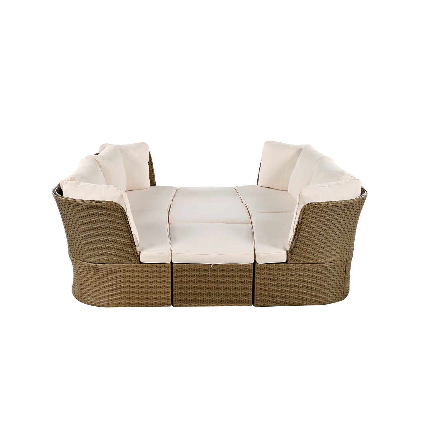 U_Style Customizable Outdoor Patio Furniture Set, Wicker Furniture Sofa Set with Thick Cushions, Suitable for Backyard, Porch.