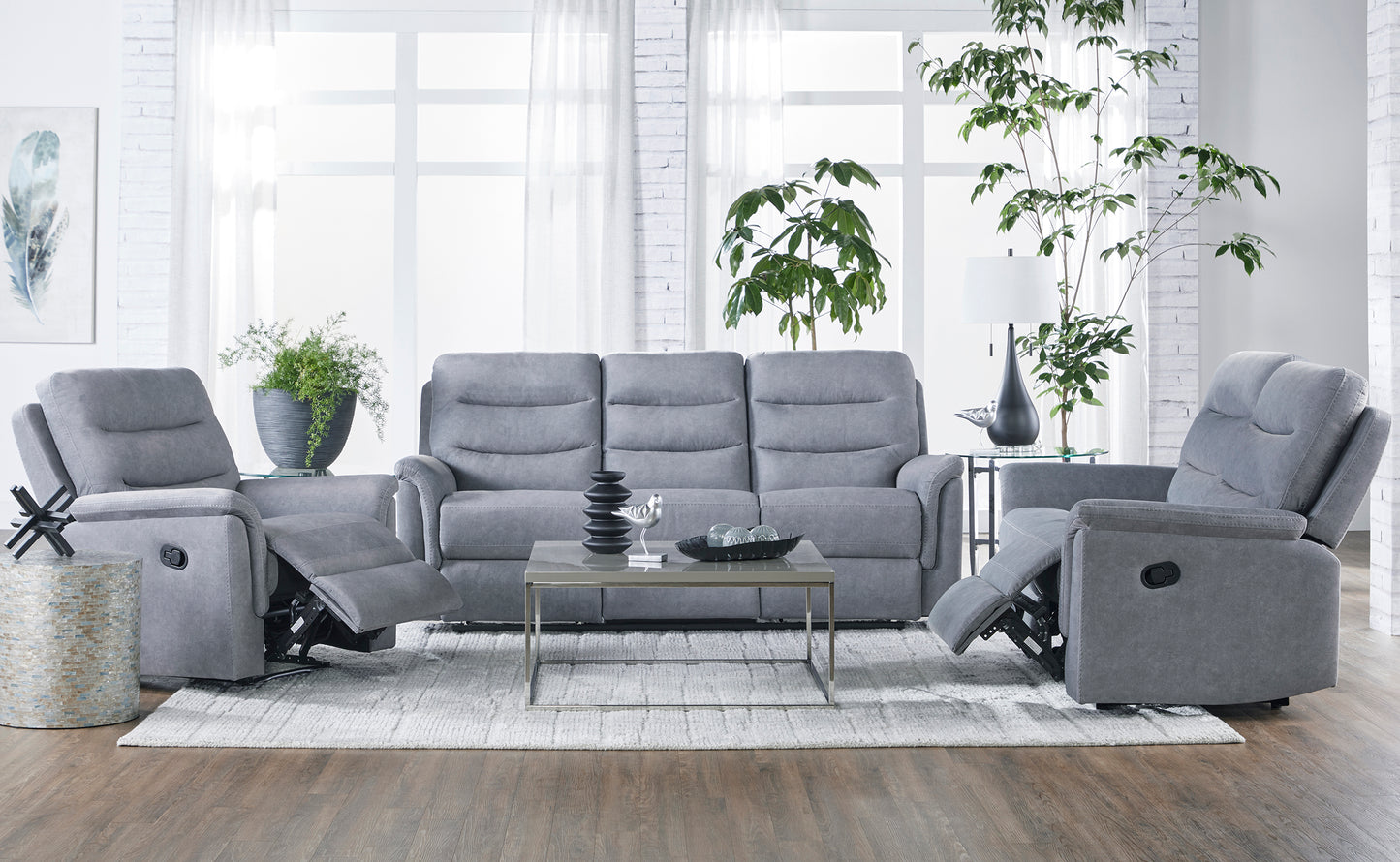 Society Sky Reclining Sofa and Reclining Loveseat