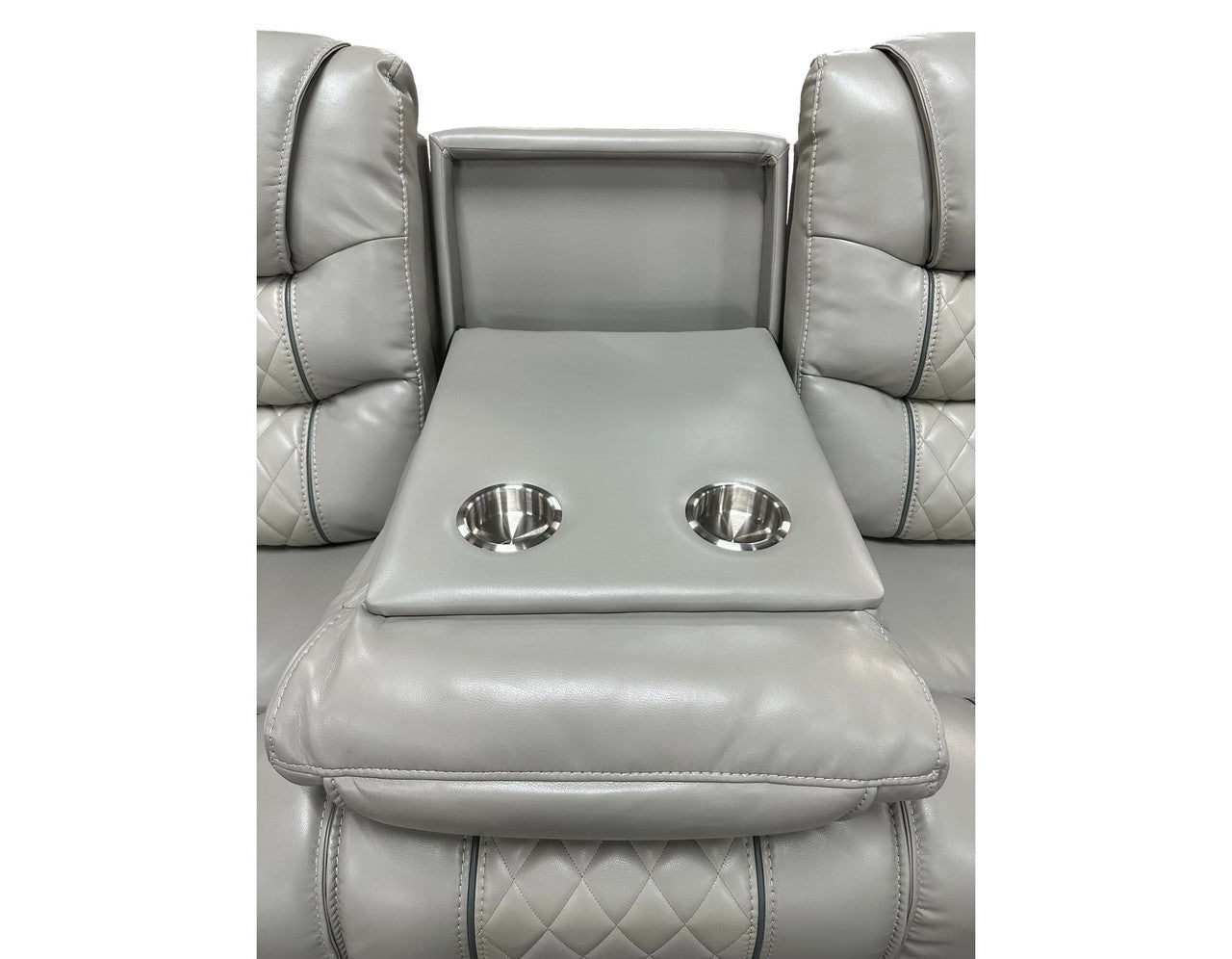 Diamondback Gray & Cream Reclining Sofa and Gliding Loveseat