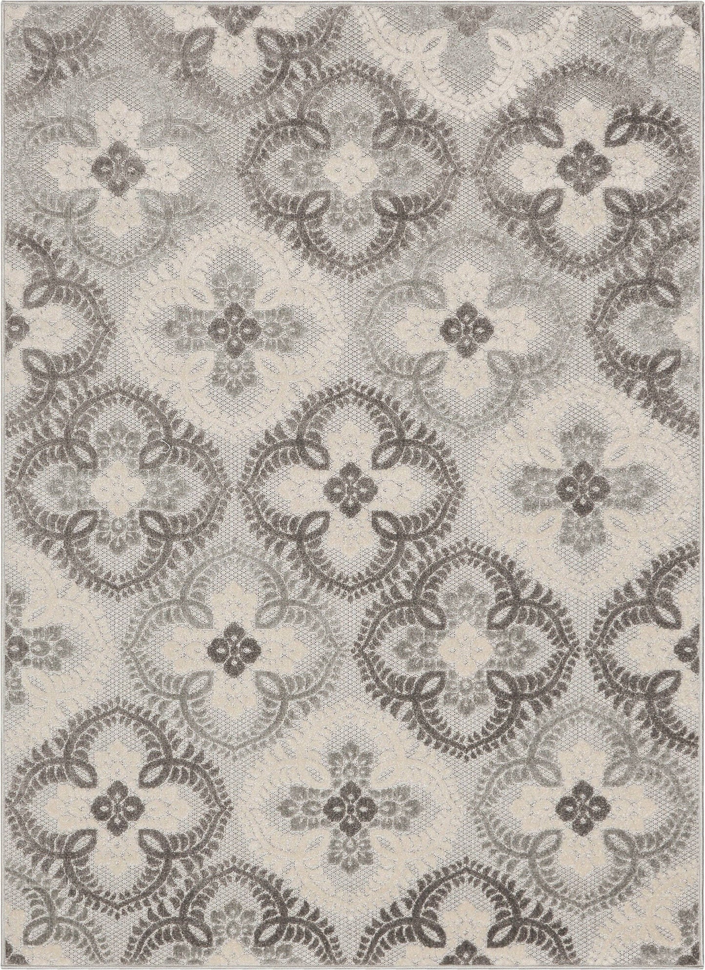 Loewy Modern Geometric Indoor/Outdoor Grey High-Low Rug: 5'3" x 7'3"