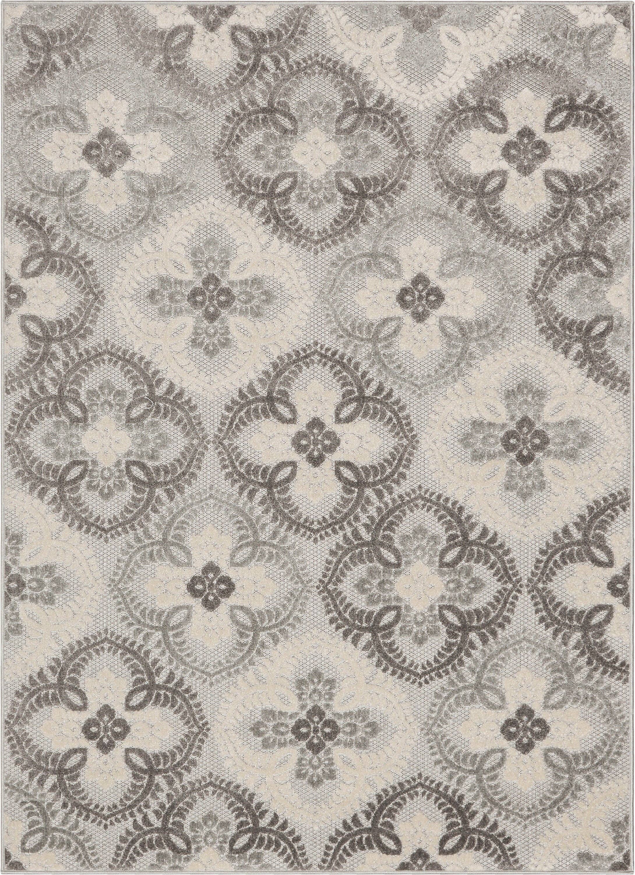 Loewy Modern Geometric Indoor/Outdoor Grey High-Low Rug: 5'3" x 7'3"