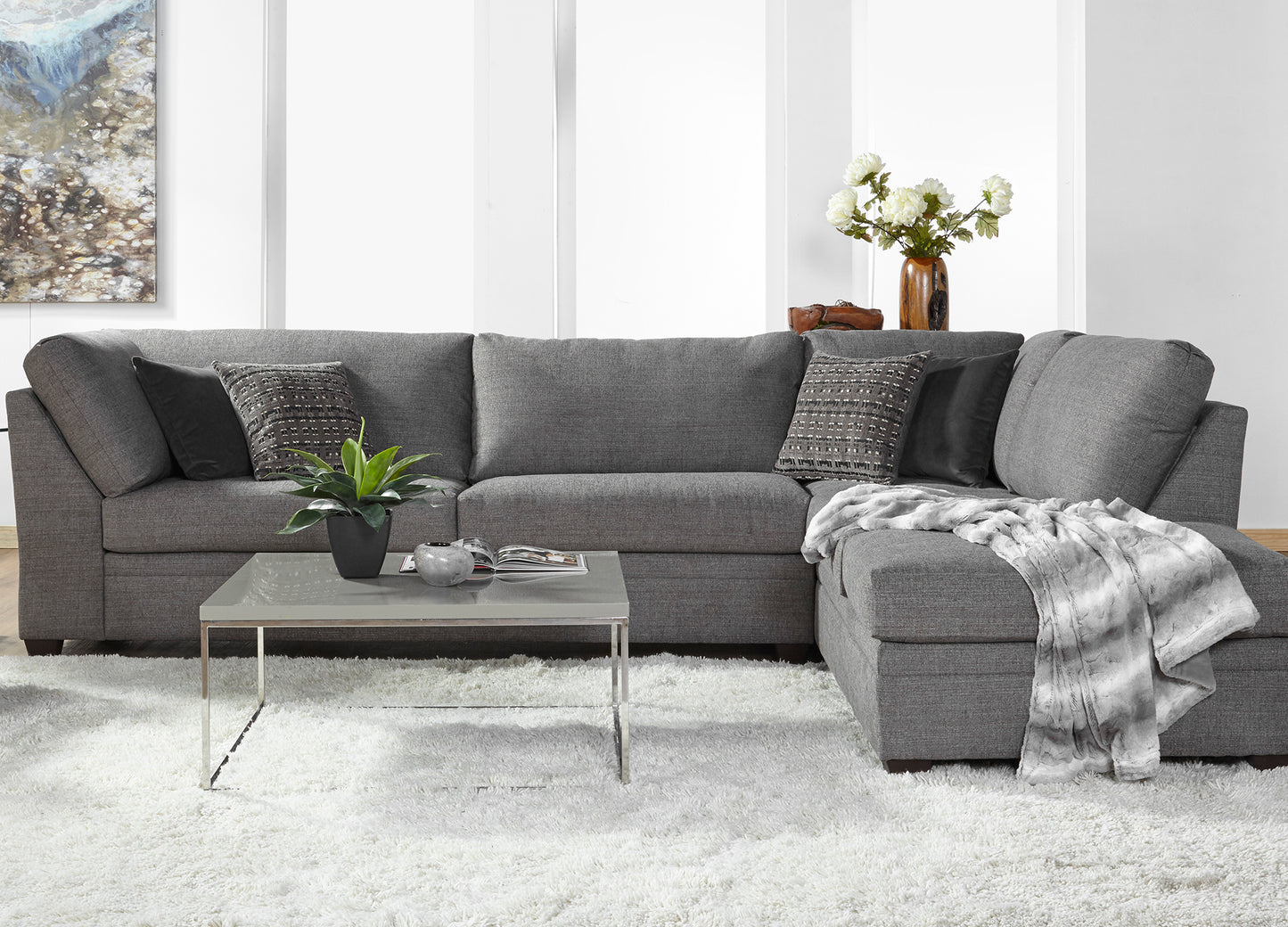 Indy Cement Right Facing Chaise Sectional