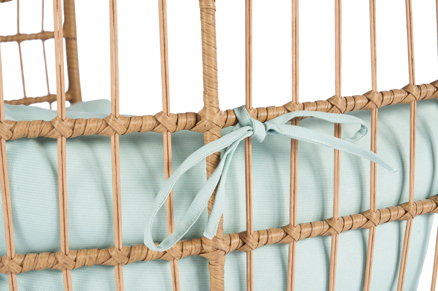 Wicker Egg Chair, Oversized Indoor Outdoor Lounger for Patio, Backyard, Living Room w/ 5 Cushions, Steel Frame, - Light Blue