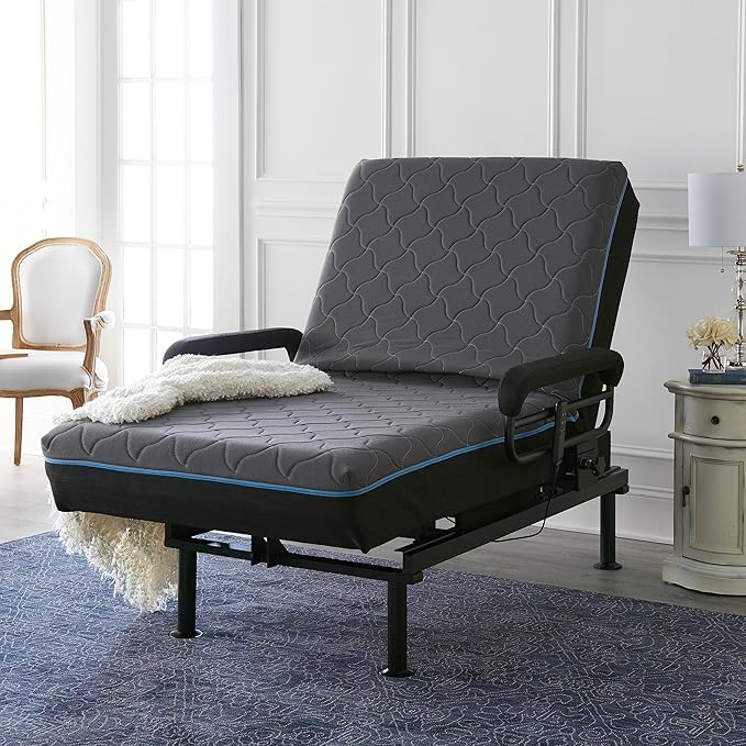 EZ Lift Adjustable Sleep to Stand Twin Bed with Memory Foam Mattress