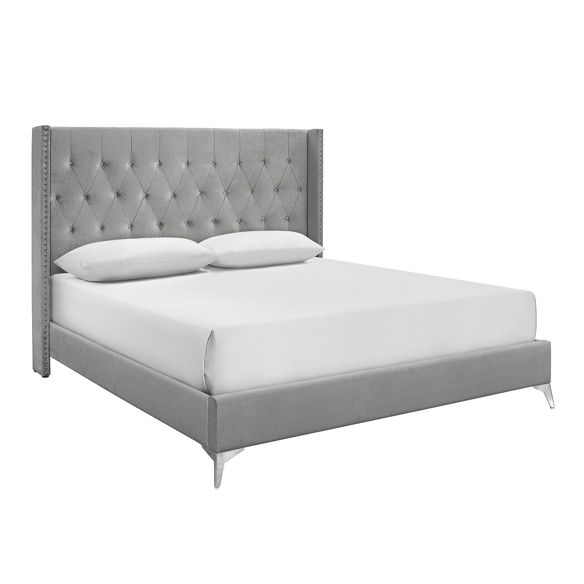 Huxley Contemporary Glam Gray King Bedroom Set