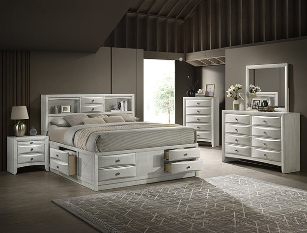 Emily Captain Neutral White Queen Bedroom Set