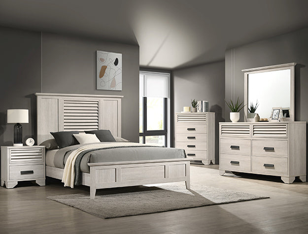 Louvered White Queen Bedroom Set