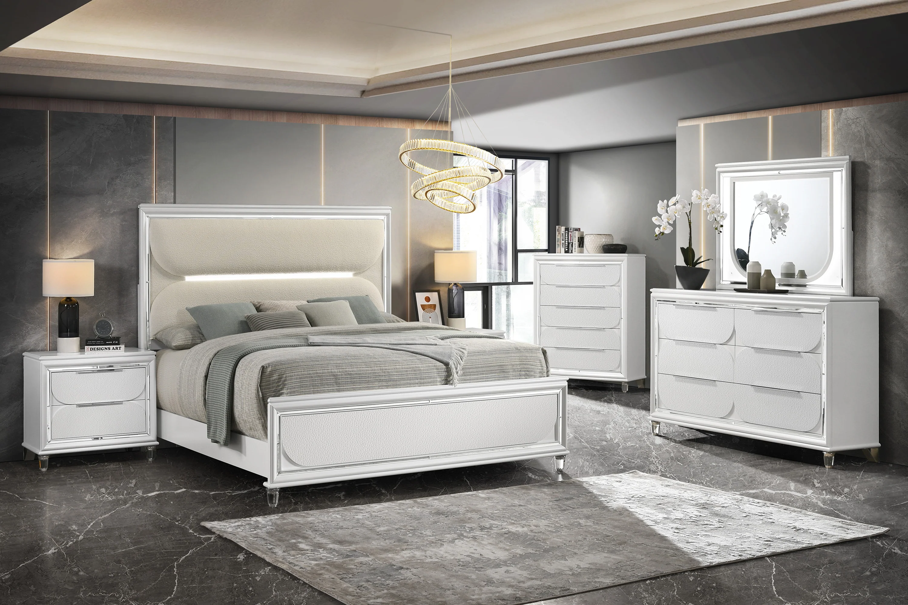 white and silver dresser set Haiden - Dresser (White)