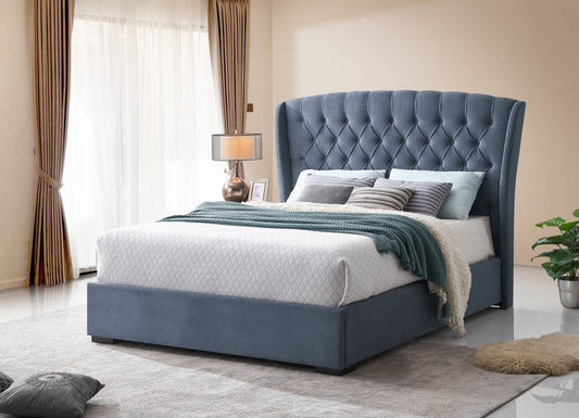 Day at the Beach Blue Upholstered Queen Platform Bed