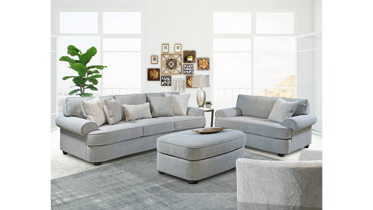 Curved Front Ash Gray Sofa and Extra Wide Chair