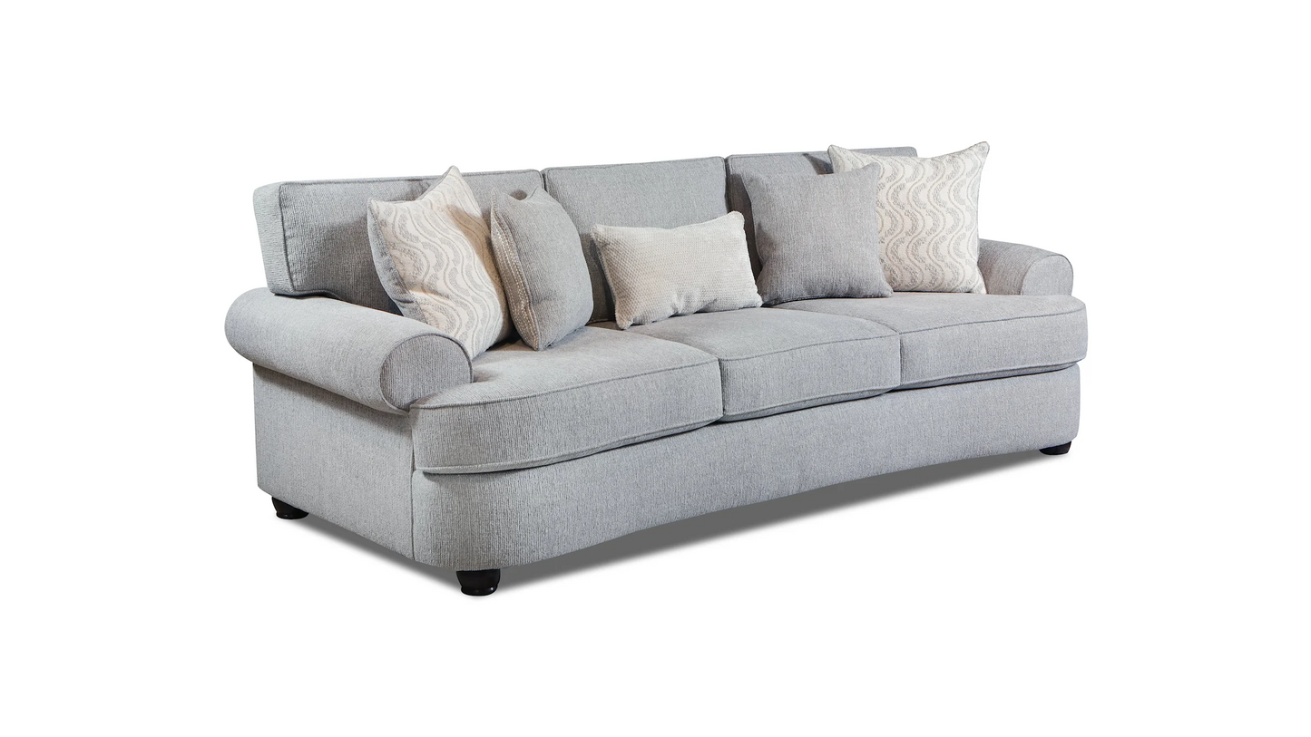Curved Front Ash Gray Sofa and Extra Wide Chair