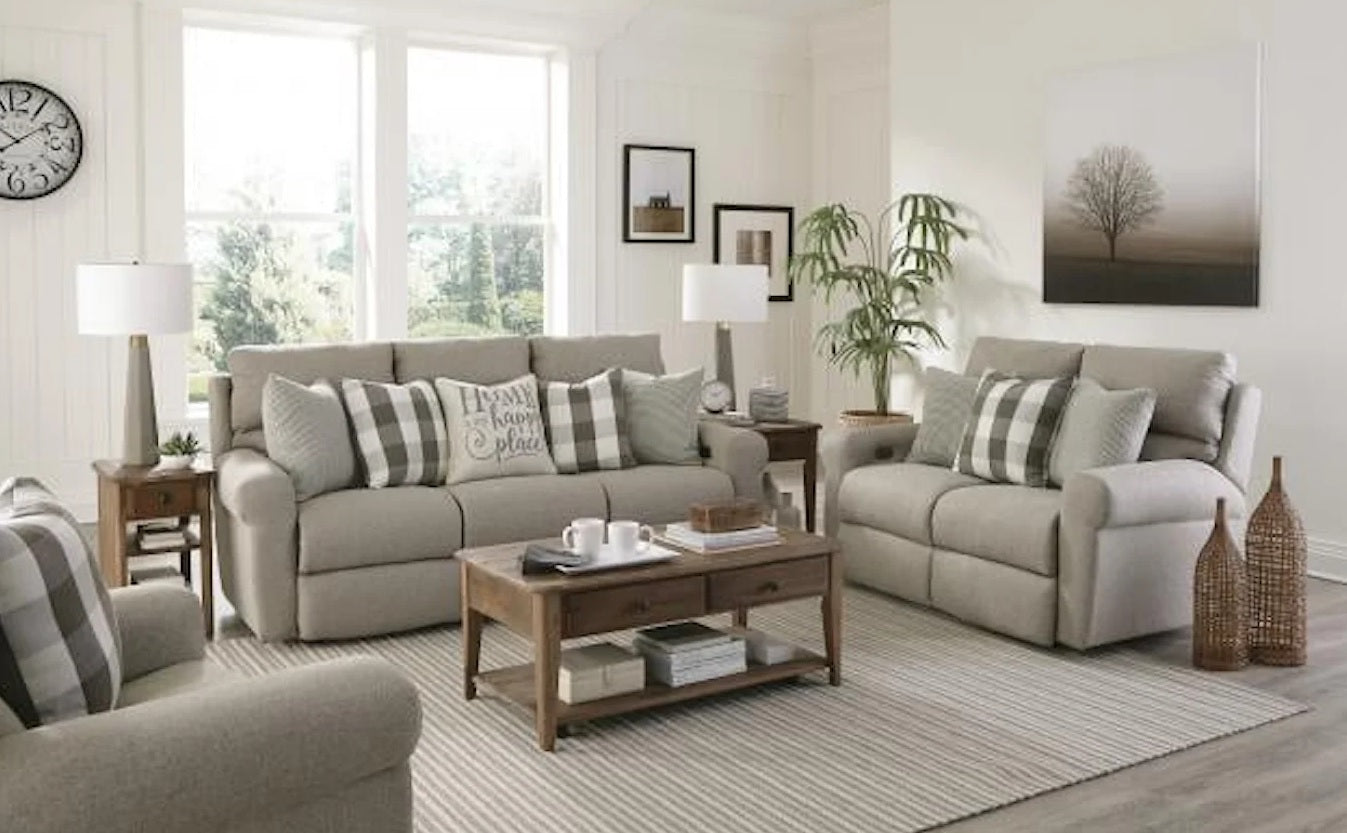 My Happy Place Gray Reclining Sofa and Loveseat