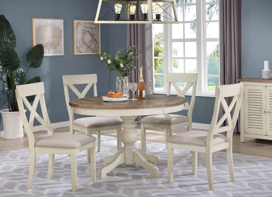 Farmhouse Country Almond Round Table Dining Set