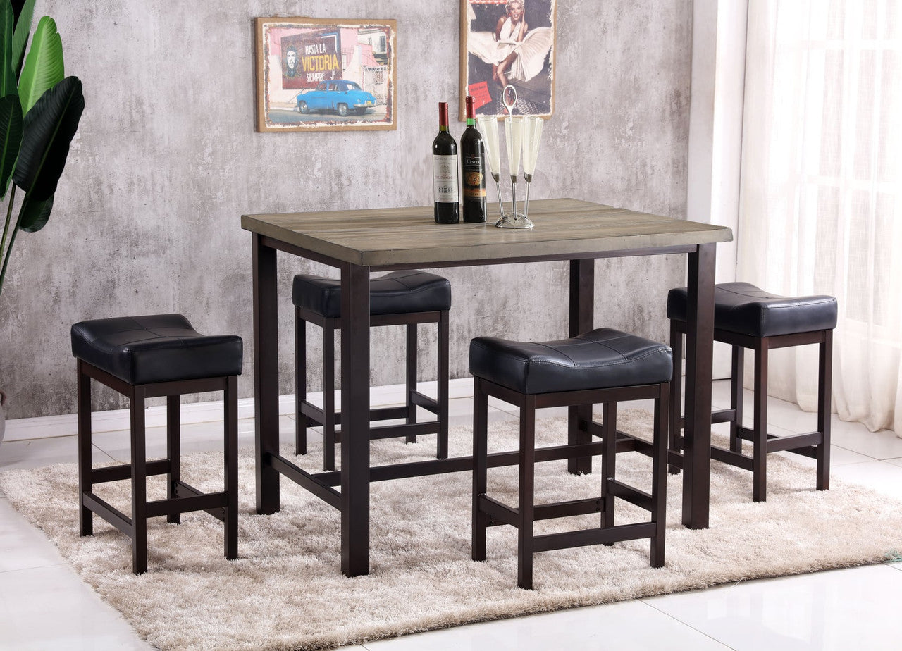 Red Barstool Rustic Walnut Pub Set