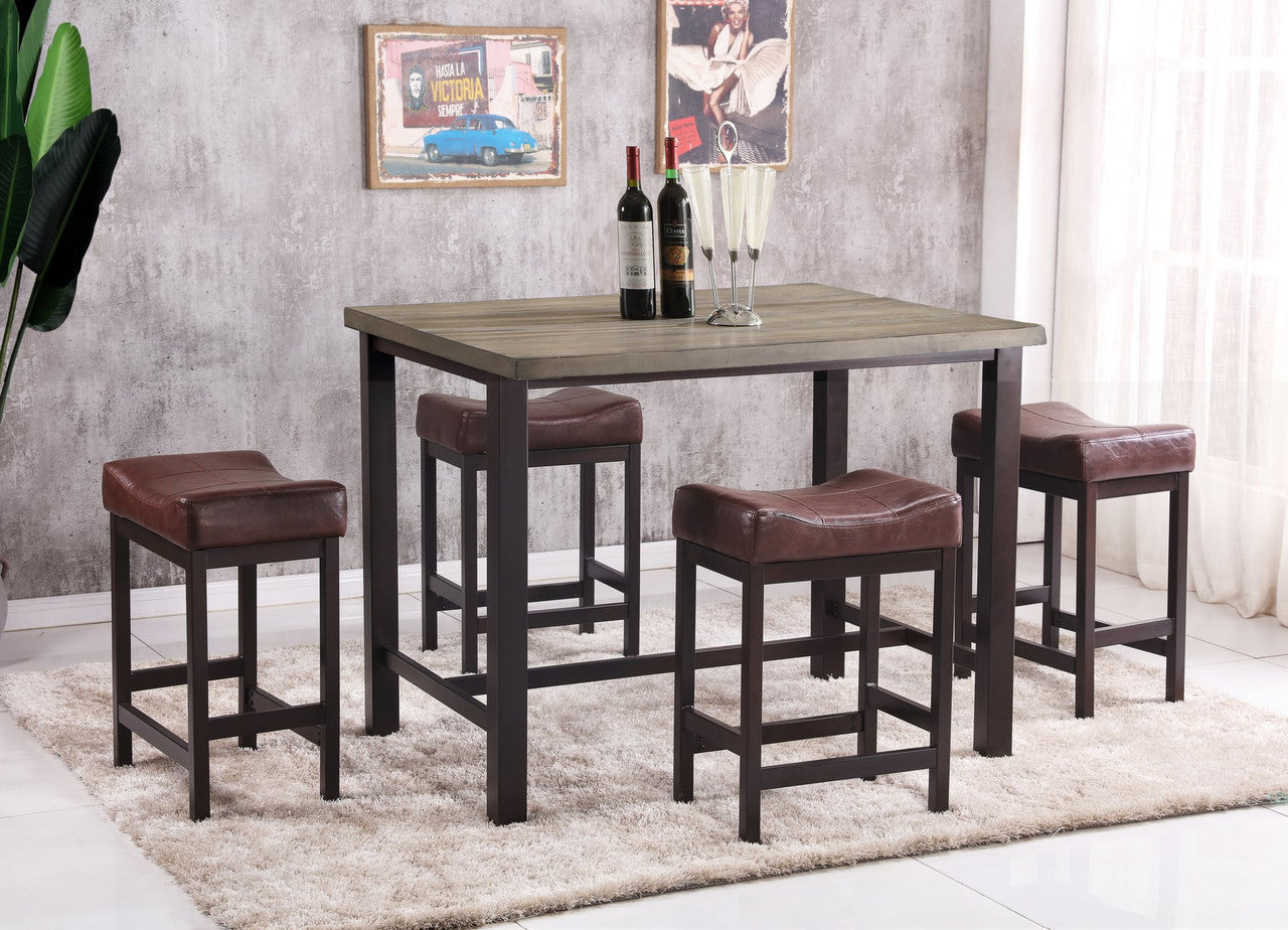 Brown Barstool Rustic Walnut Pub Set