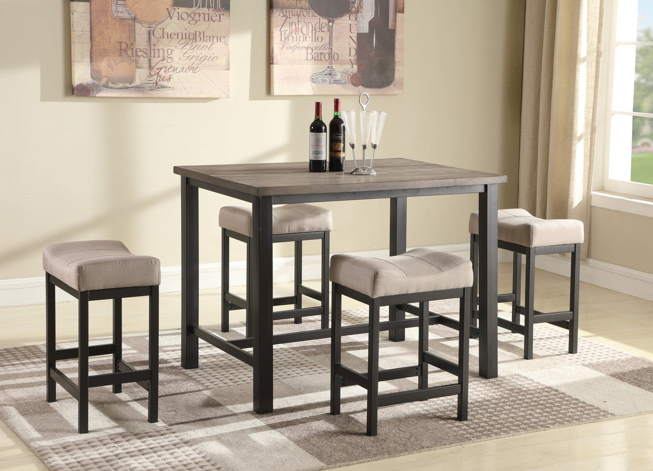 Red Barstool Rustic Walnut Pub Set