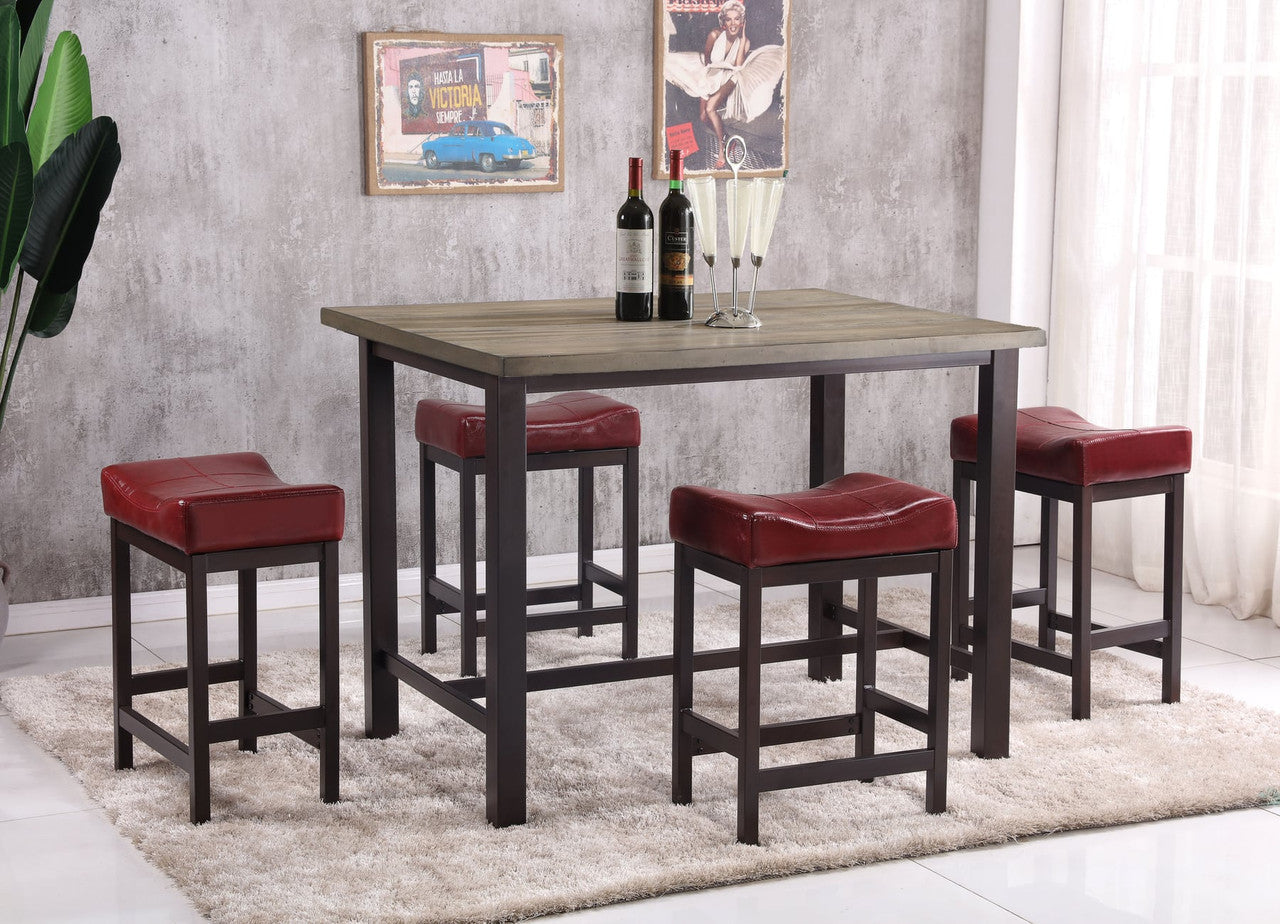 Brown Barstool Rustic Walnut Pub Set