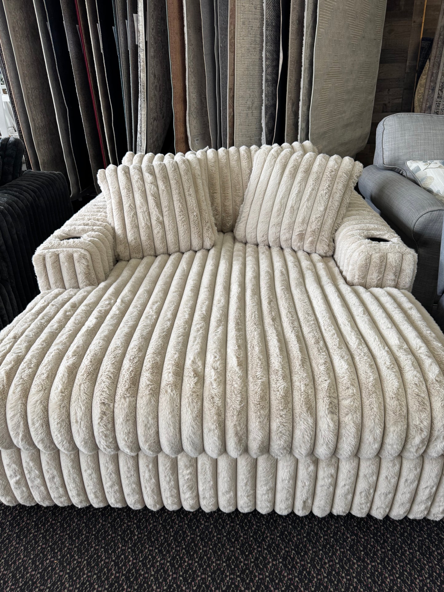 Extra Soft Teddy Bear Champagne Theater Chaise Sofa