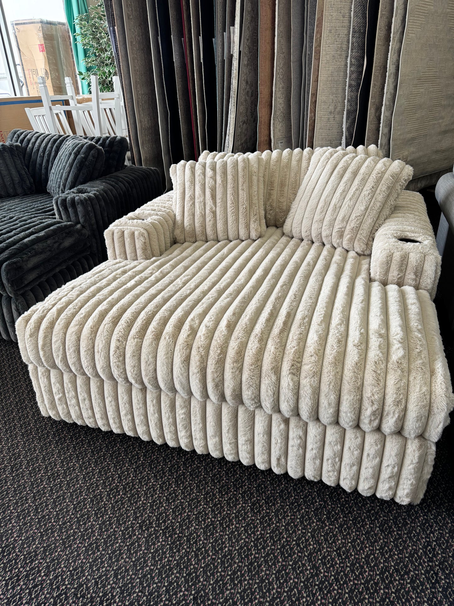 Extra Soft Teddy Bear Champagne Theater Chaise Sofa