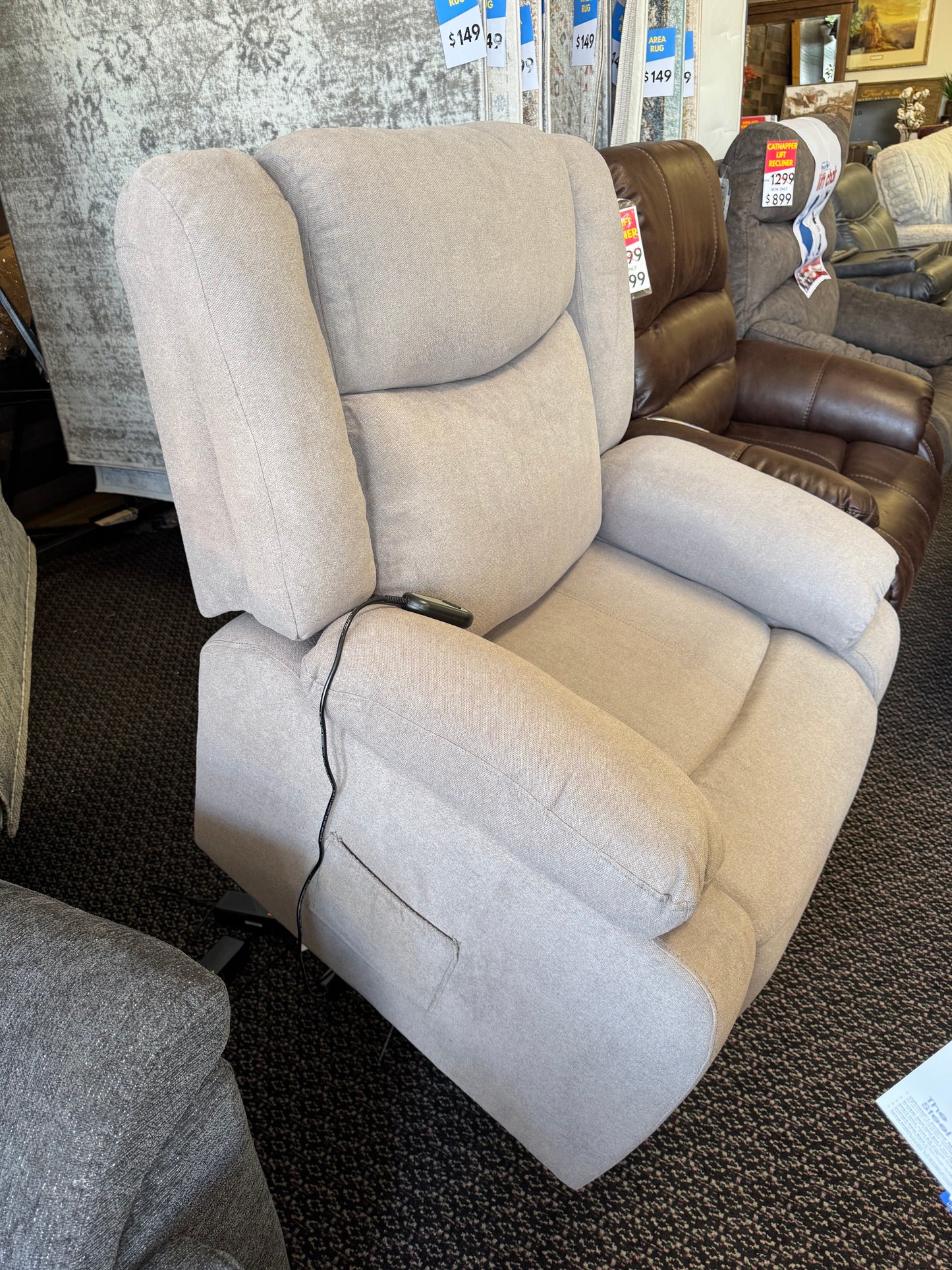 Light Gray Power Space Saving Lift Recliner