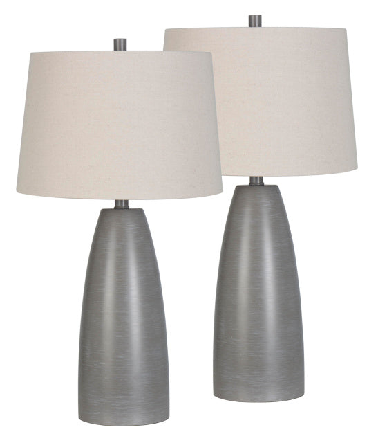 Brushed Linen Gray Pack of 2 Accent Lamps