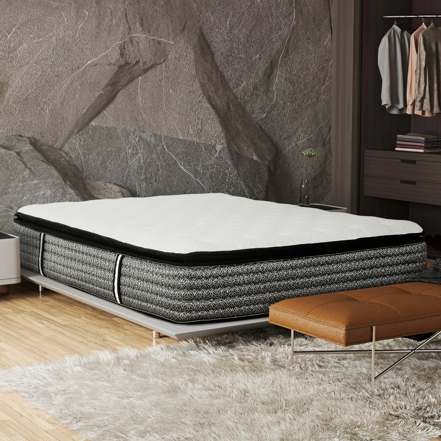 14 Inch Majesty Hybrid Pillow Top Queen Size Mattress and Foundation Set