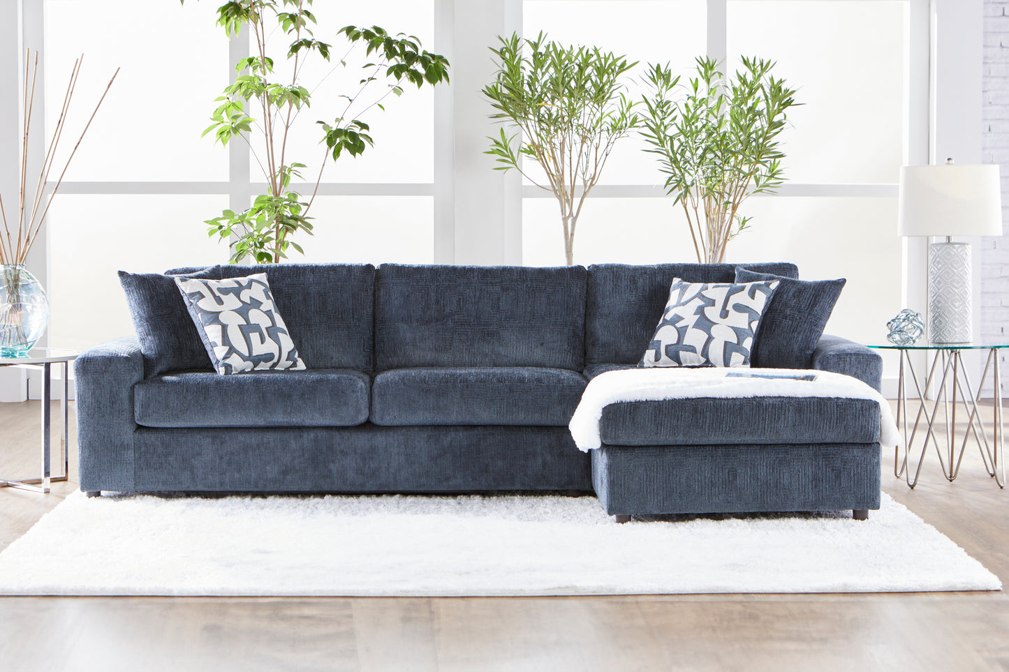 Tristan Indigo Blue Chaise Sectional Sofa