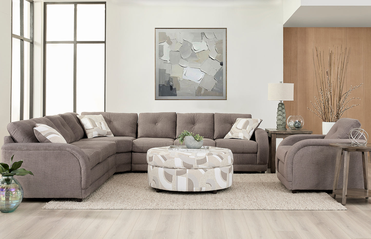 Fossil Large Wedge Sectional with Sleeper Option
