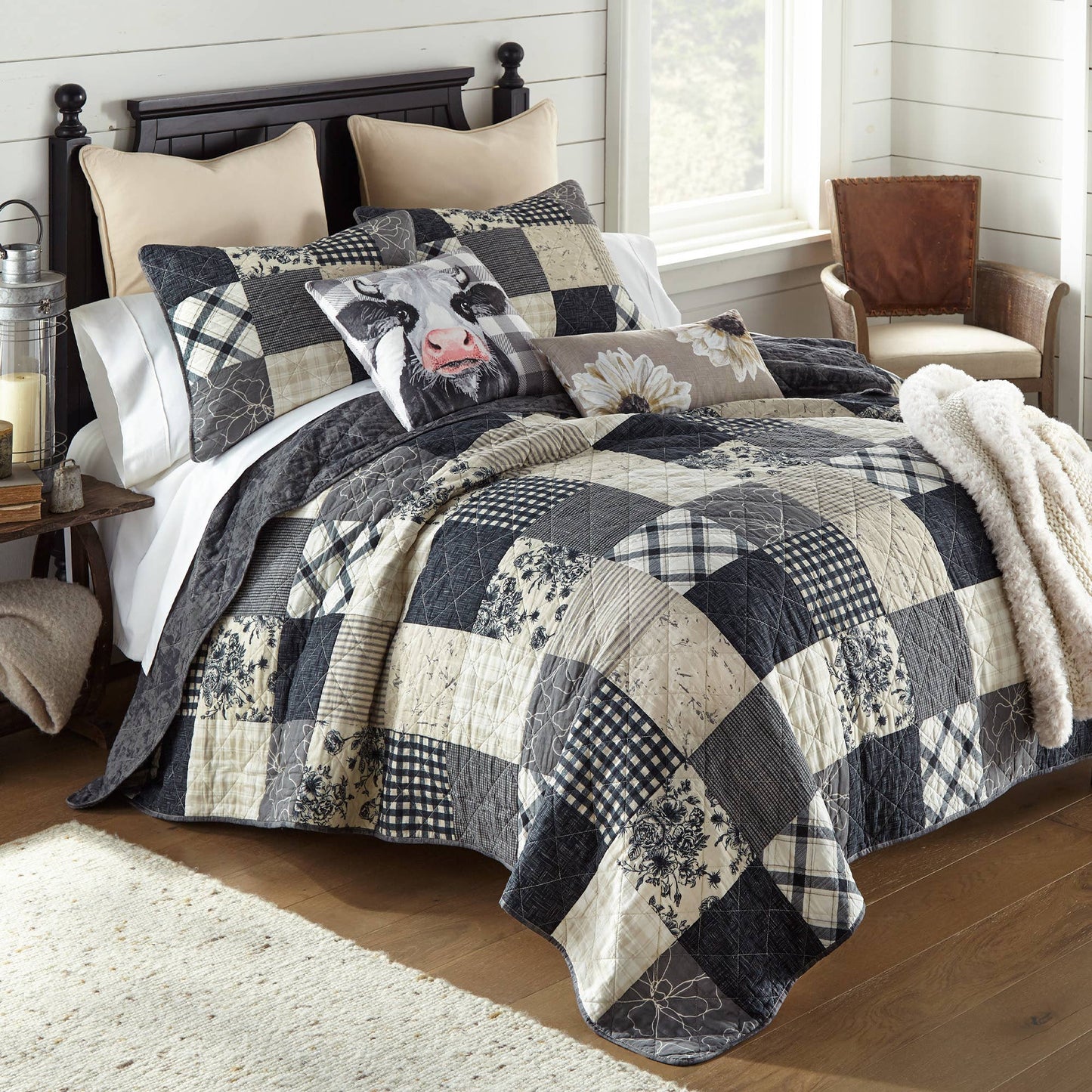 Donna Sharp Augusta 3pc Cotton Pieced Quilt Set: Queen