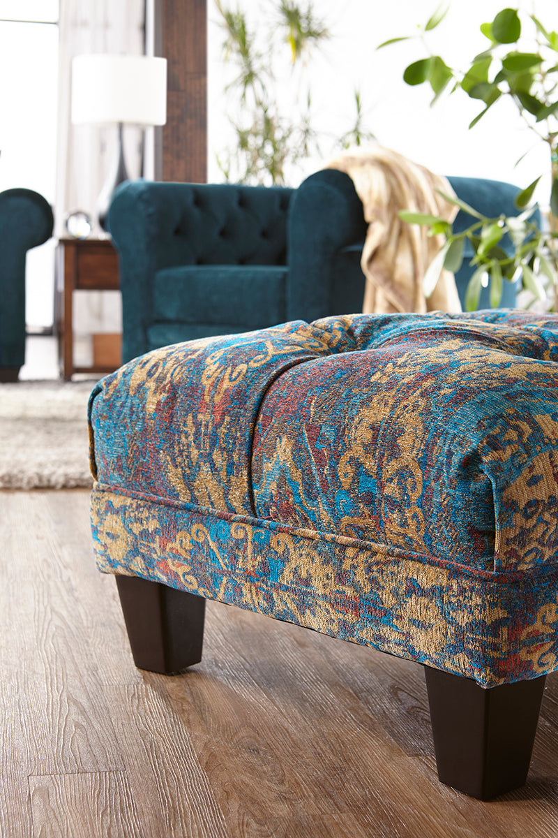 Lush Peacock Tufted Sofa and Loveseat