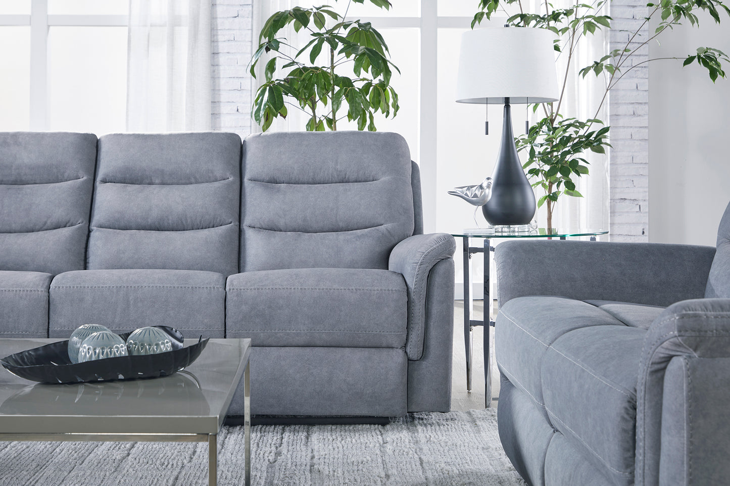 Society Sky Reclining Sofa and Reclining Loveseat