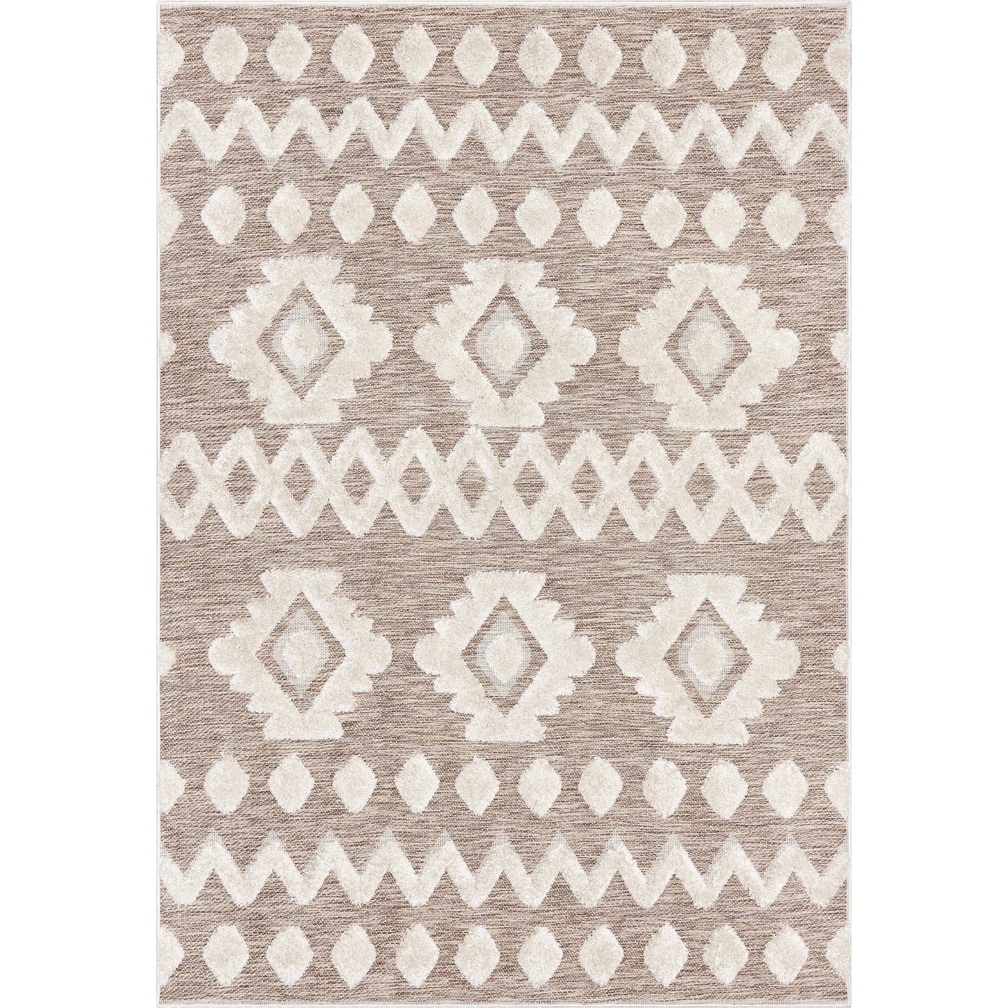 Chiara Tribal Moroccan Beige High-Low Flat-Weave Rug: 5'3" x 7'3"