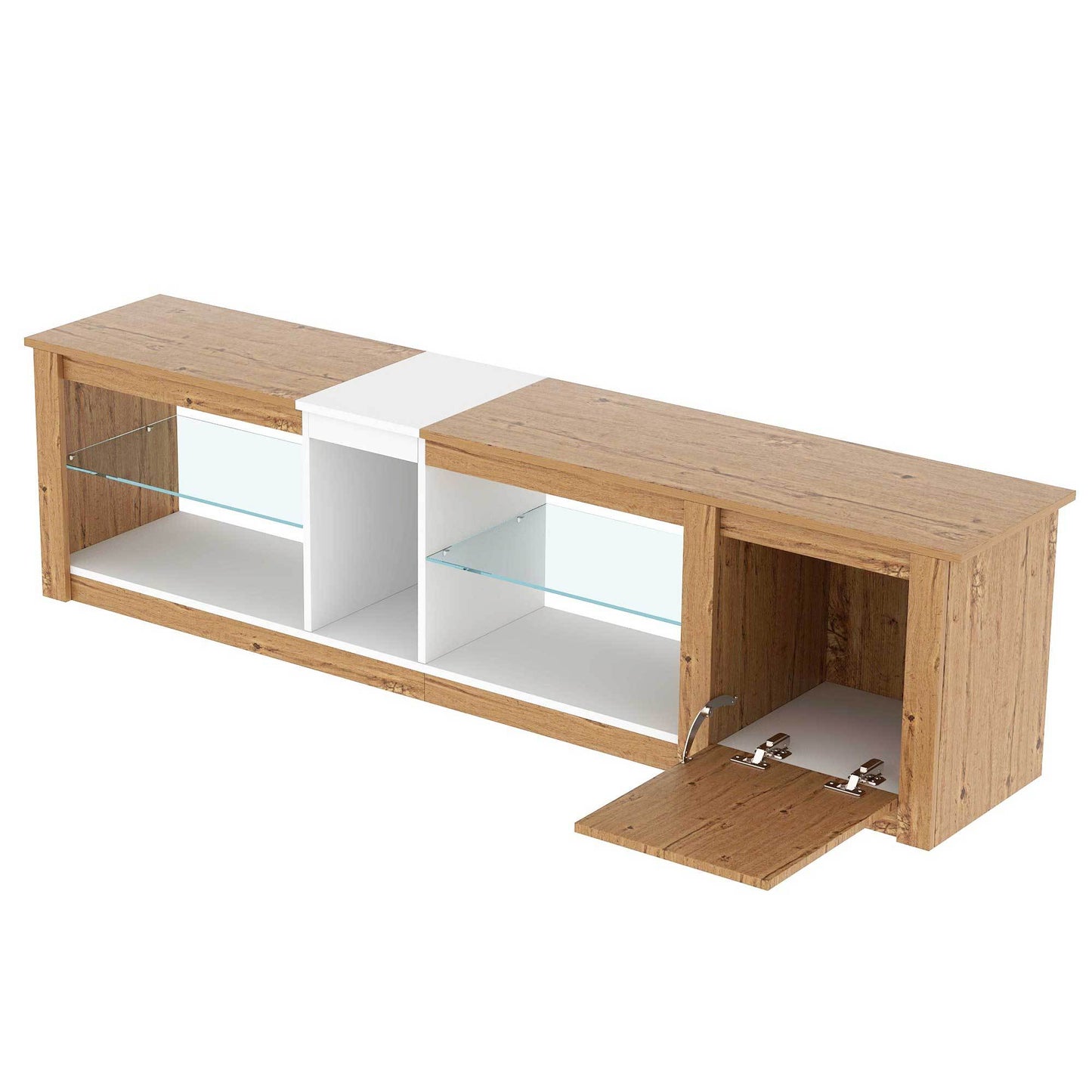 ModernTV Stand for TVs up to 80'' , Media Console with Multi-Functional Storage, Entertainment Center with LED Light, TV cabinet for living room,Bedroom