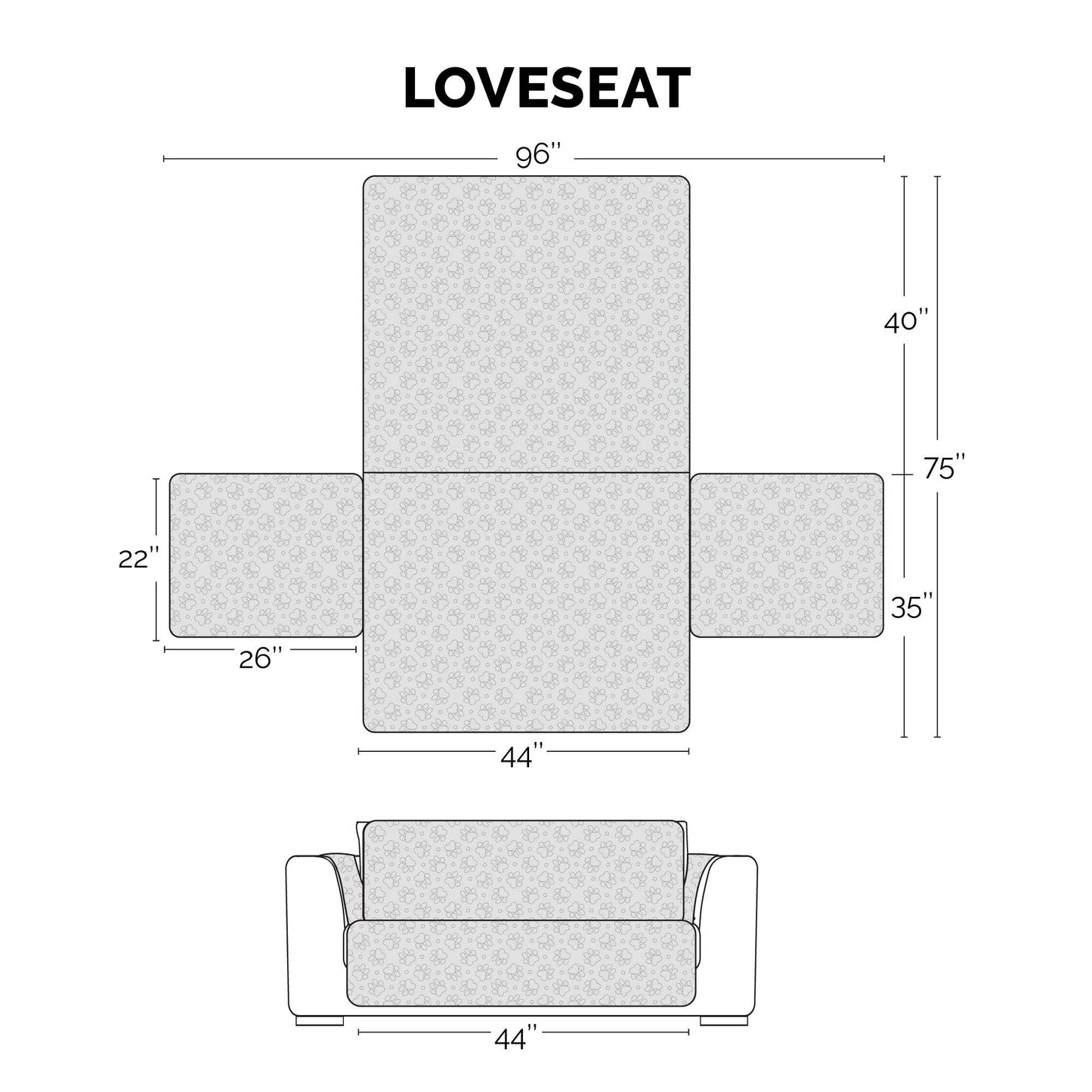 Non-Skid Back Waterproof Furniture Protector: Loveseat / Gray