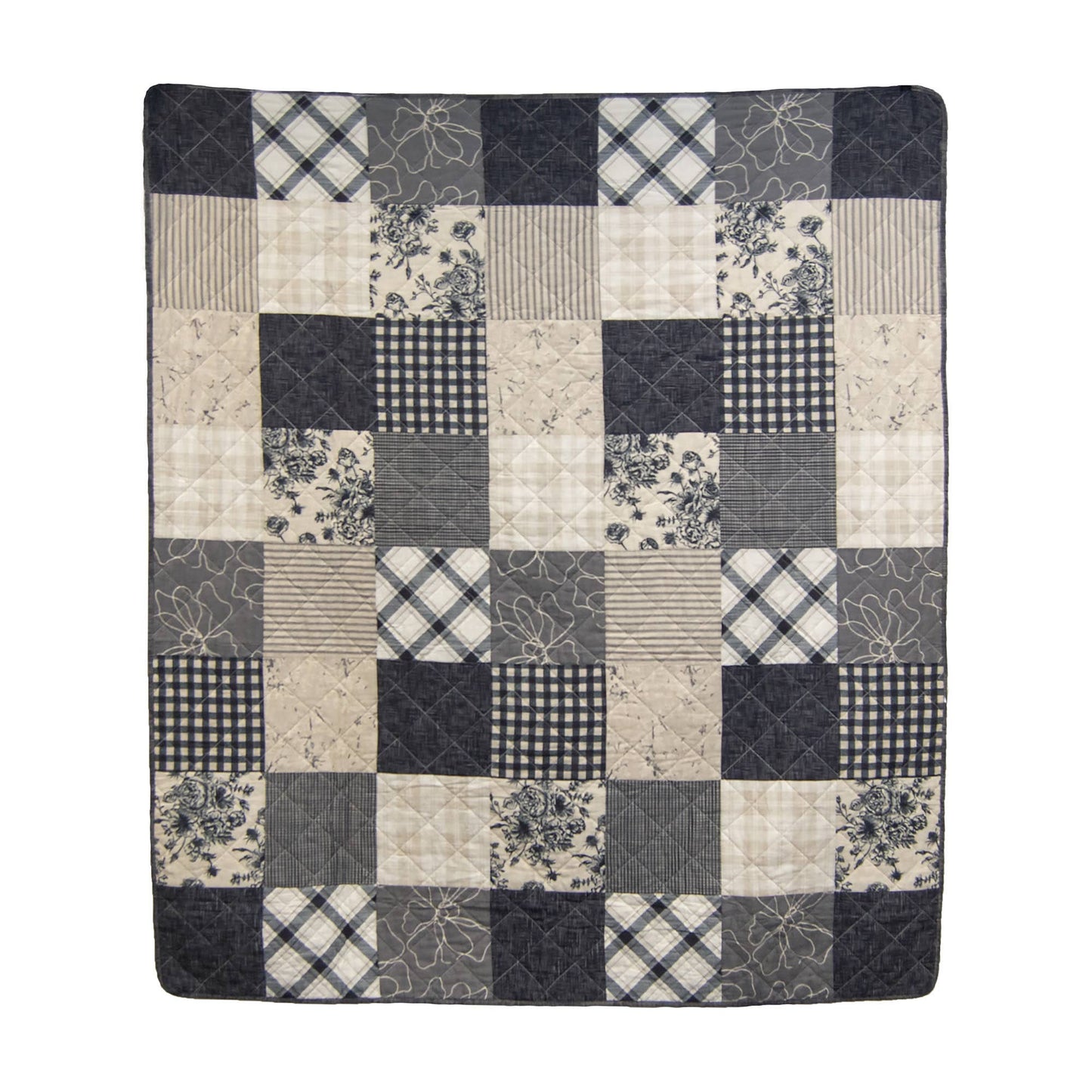 Donna Sharp Augusta 3pc Cotton Pieced Quilt Set: Queen