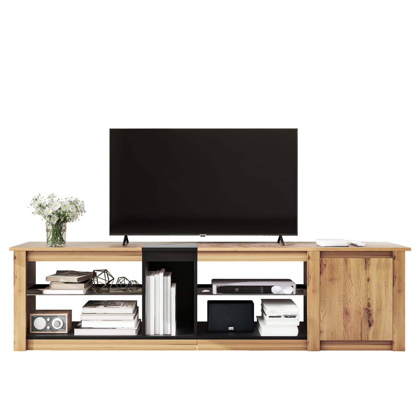 ModernTV Stand for TVs up to 80'' , Media Console with Multi-Functional Storage, Entertainment Center with LED Light, TV cabinet for living room,Bedroom