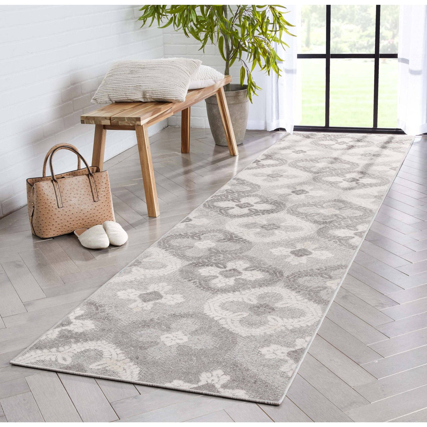 Loewy Modern Geometric Indoor/Outdoor Grey High-Low Rug: 5'3" x 7'3"