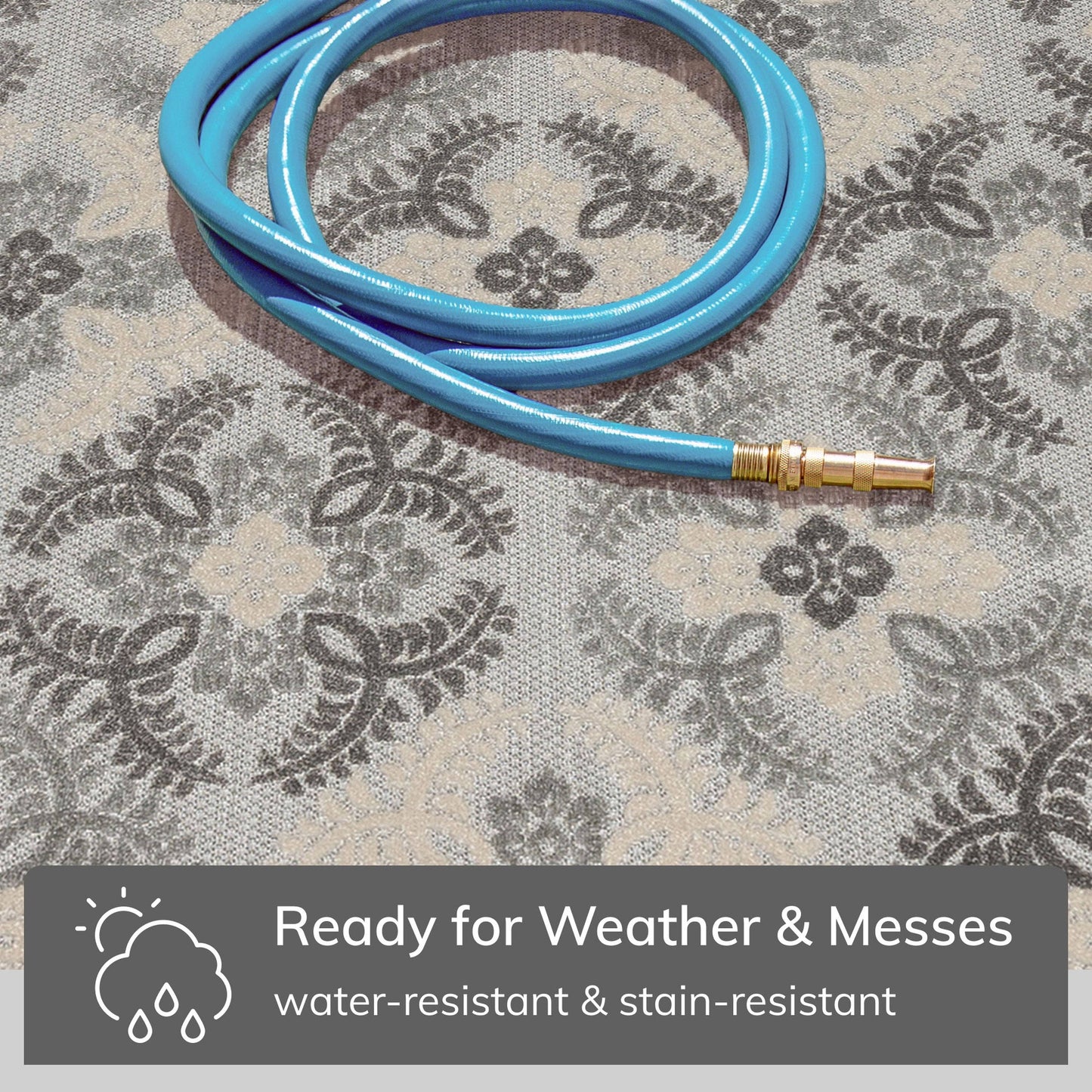 Loewy Modern Geometric Indoor/Outdoor Grey High-Low Rug: 5'3" x 7'3"