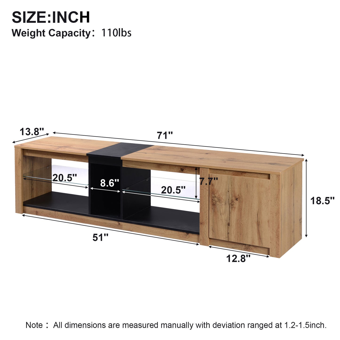 ModernTV Stand for TVs up to 80'' , Media Console with Multi-Functional Storage, Entertainment Center with LED Light, TV cabinet for living room,Bedroom