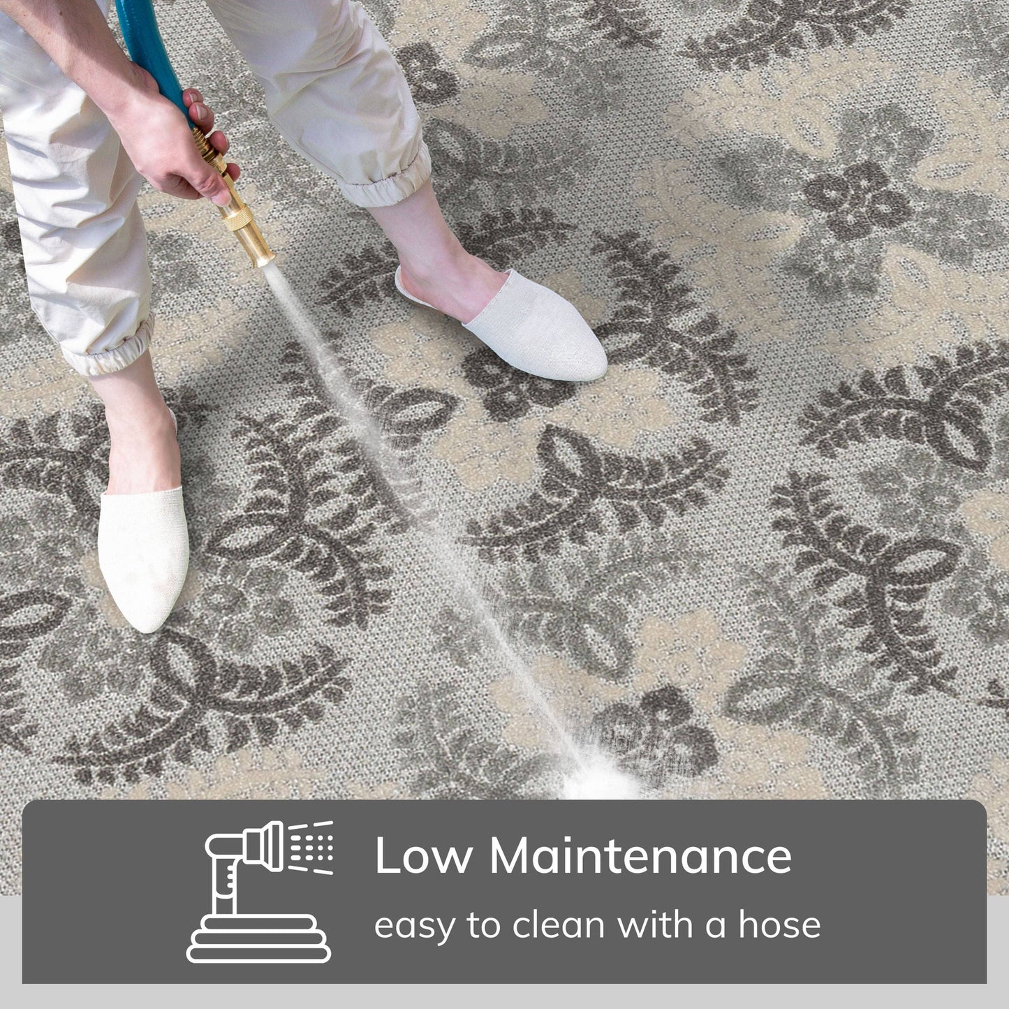 Loewy Modern Geometric Indoor/Outdoor Grey High-Low Rug: 5'3" x 7'3"