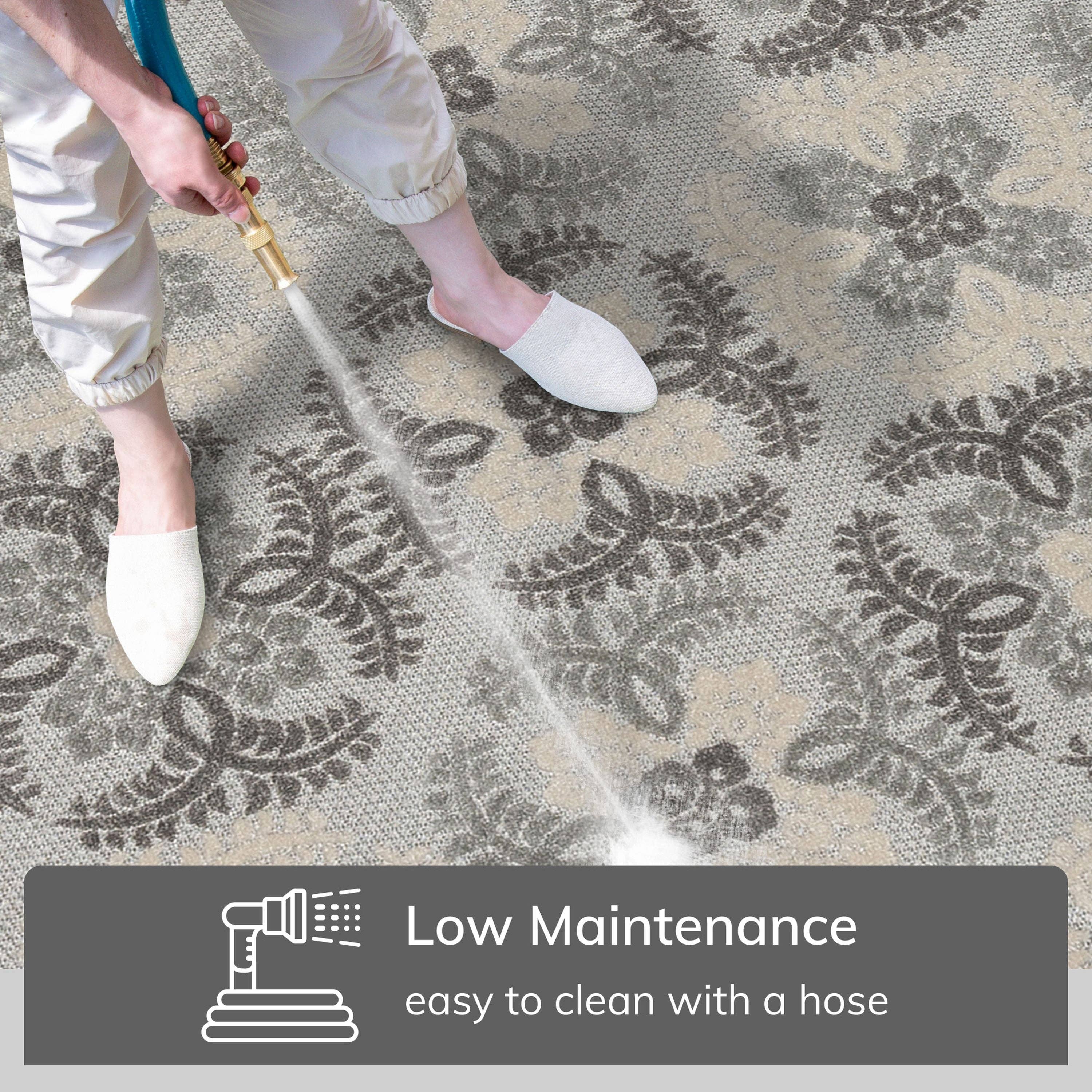 Loewy Modern Geometric Indoor/Outdoor Grey High-Low Rug: 5'3" x 7'3"