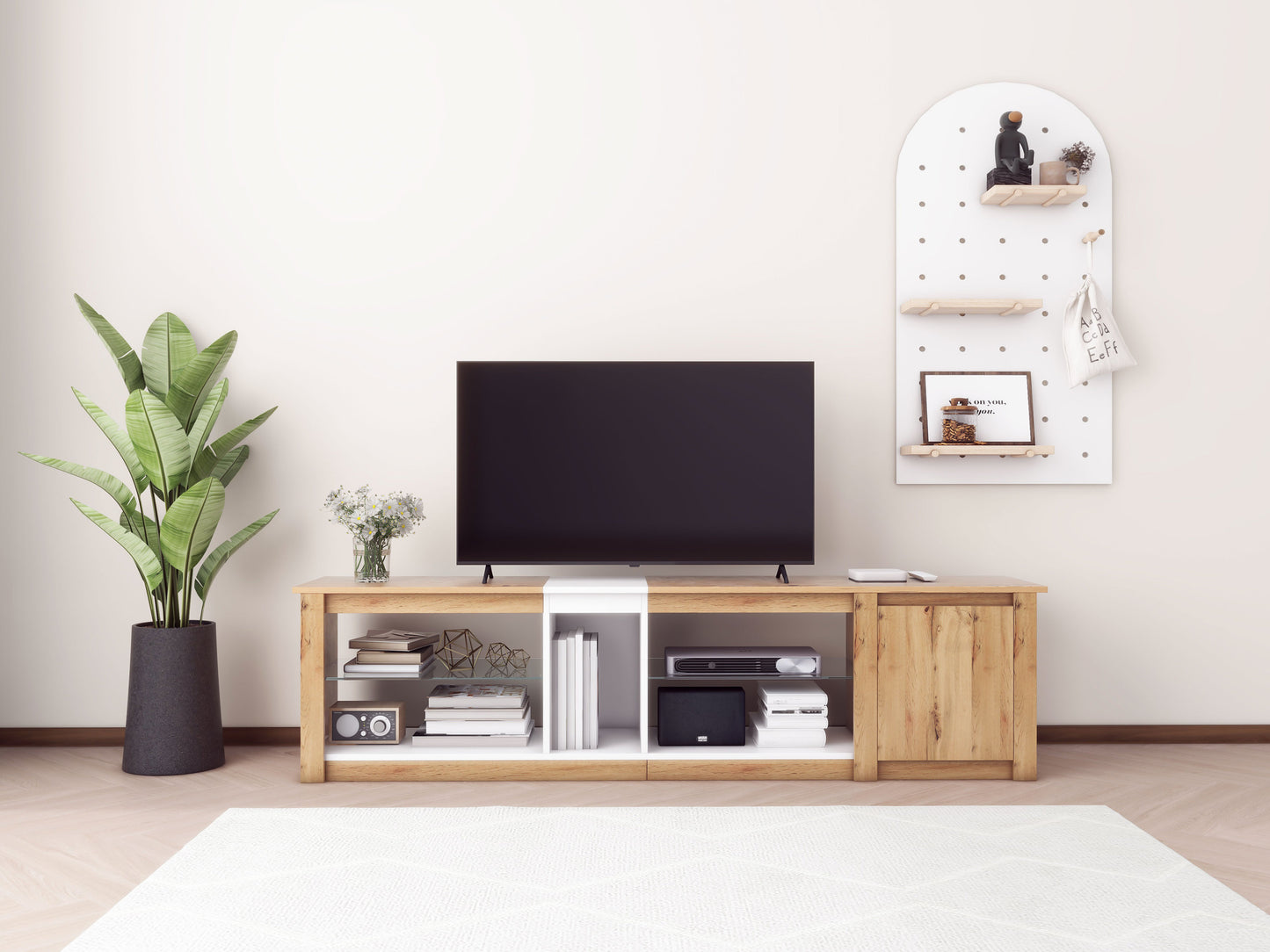 ModernTV Stand for TVs up to 80'' , Media Console with Multi-Functional Storage, Entertainment Center with LED Light, TV cabinet for living room,Bedroom