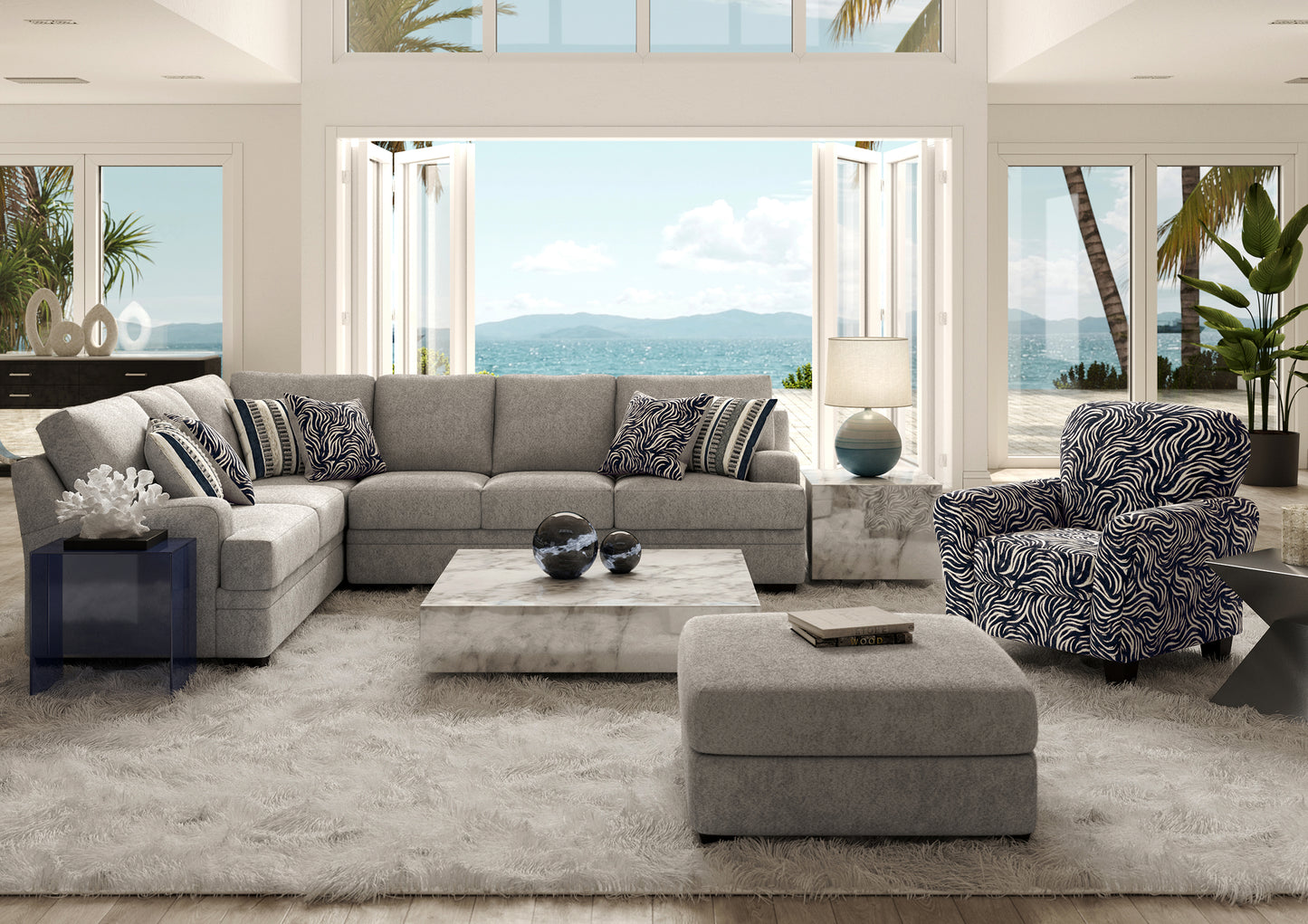 Pandora Dove Light Gray Bear Sectional