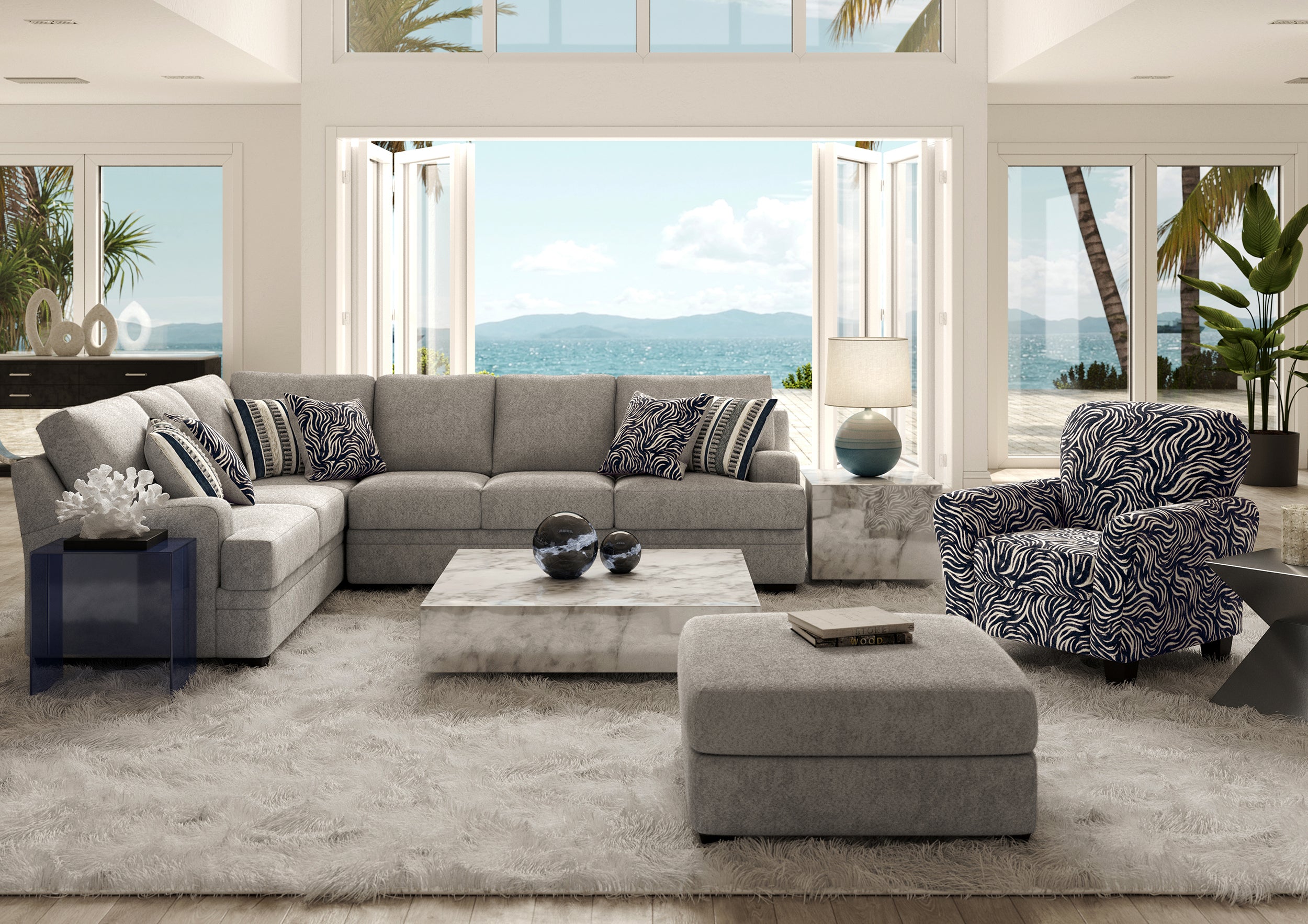 Pandora Dove Light Gray Bear Sectional