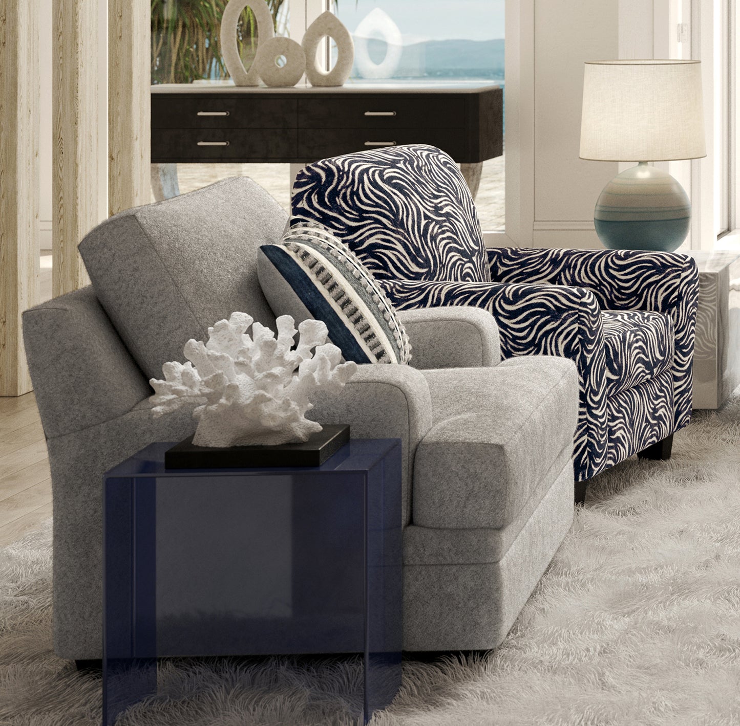 Pandora Dove Light Gray Bear Sectional