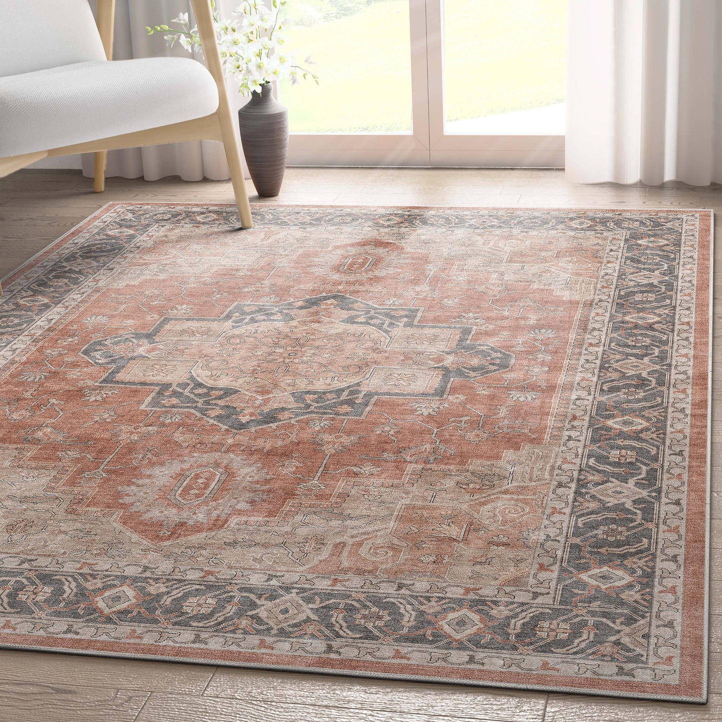 Paris Vintage Oriental Persian Flat-Weave Rug: Multi / Rectangular / 5'3" x 7'3"