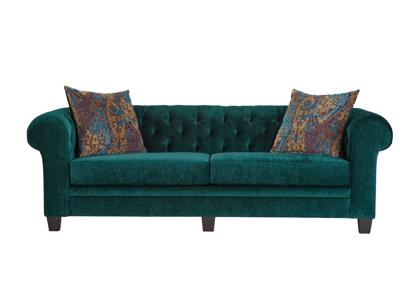 Lush Peacock Tufted Sofa and Loveseat