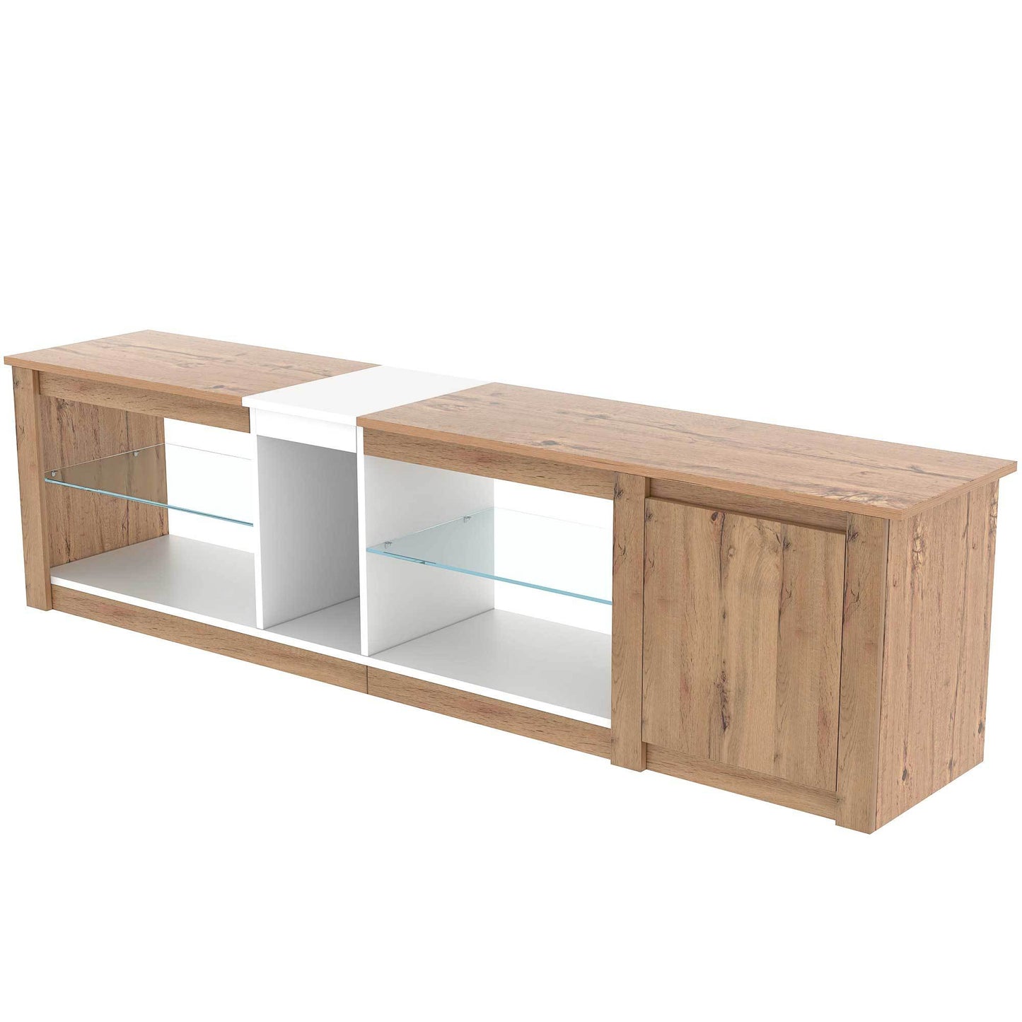ModernTV Stand for TVs up to 80'' , Media Console with Multi-Functional Storage, Entertainment Center with LED Light, TV cabinet for living room,Bedroom