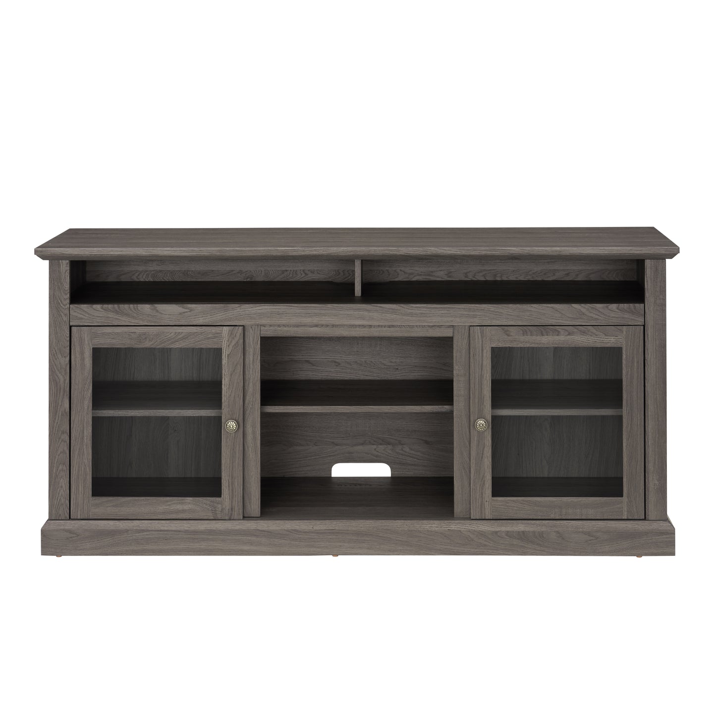 Contemporary TV Media Stand Modern Entertainment Console for TV Up to 65" with Open and Closed Storage Space, Dark Walnut/Black, 60"W*15.75"D*29"H